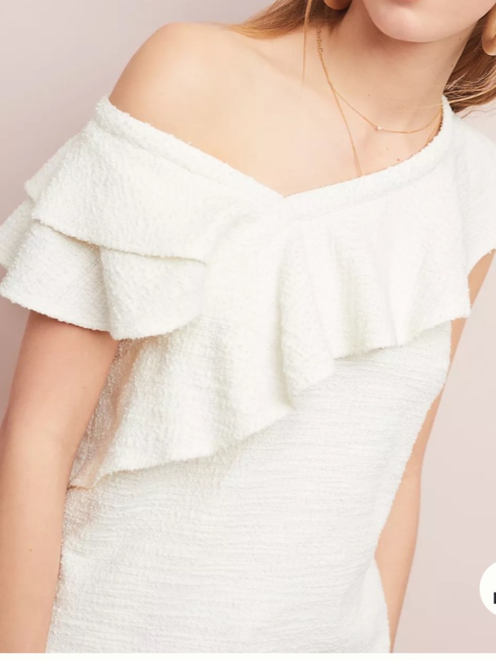 Dolan for Anthropologie Louisa Ivory Off shoulder Ruffled Top S